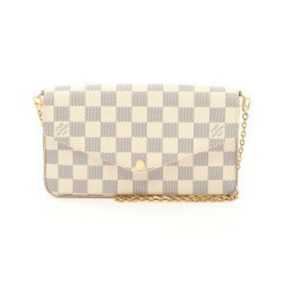 Louis Vuitton Felicie Damier Azur White Canvas Shoulder Bag White - Picture 1 of 8